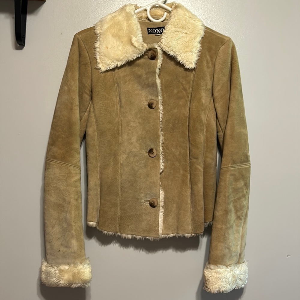 XOXO Suede Leather & Faux Fur Jacket